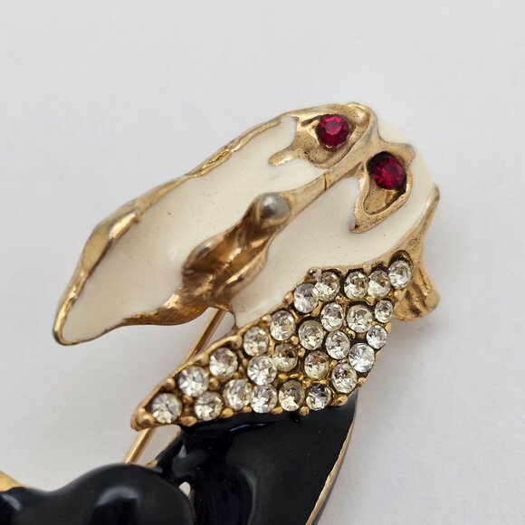 Vtg Brooch & Earrings Bassett Hound Dog 70s Classy Elegant Statement Jewelry Set - Picture 8 of 16